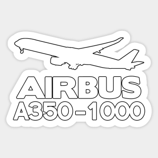 Airbus A350-1000 Silhouette Print (White) Sticker